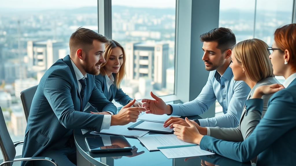 ceo consulting group executive business consulting session in modern high-rise office