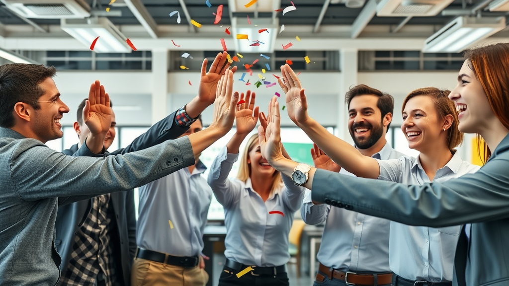 sales team empowered by executive consulting group services celebrates milestone with high energy and motivation